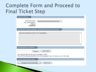 Complete Form and Proceed to Final Ticket Step