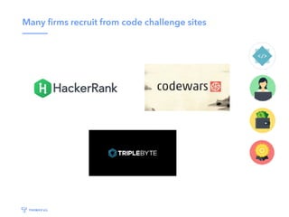 Many ﬁrms recruit from code challenge sites
 