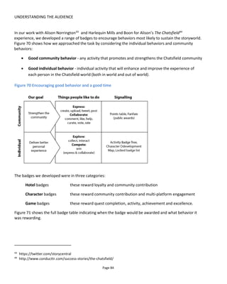 UNDERSTANDING THE AUDIENCE
Page 86
Figure 72 Rewards design for The Chatsfield
 
