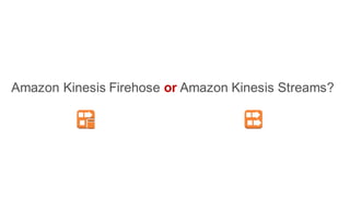Amazon Kinesis Firehose or Amazon Kinesis Streams?
 