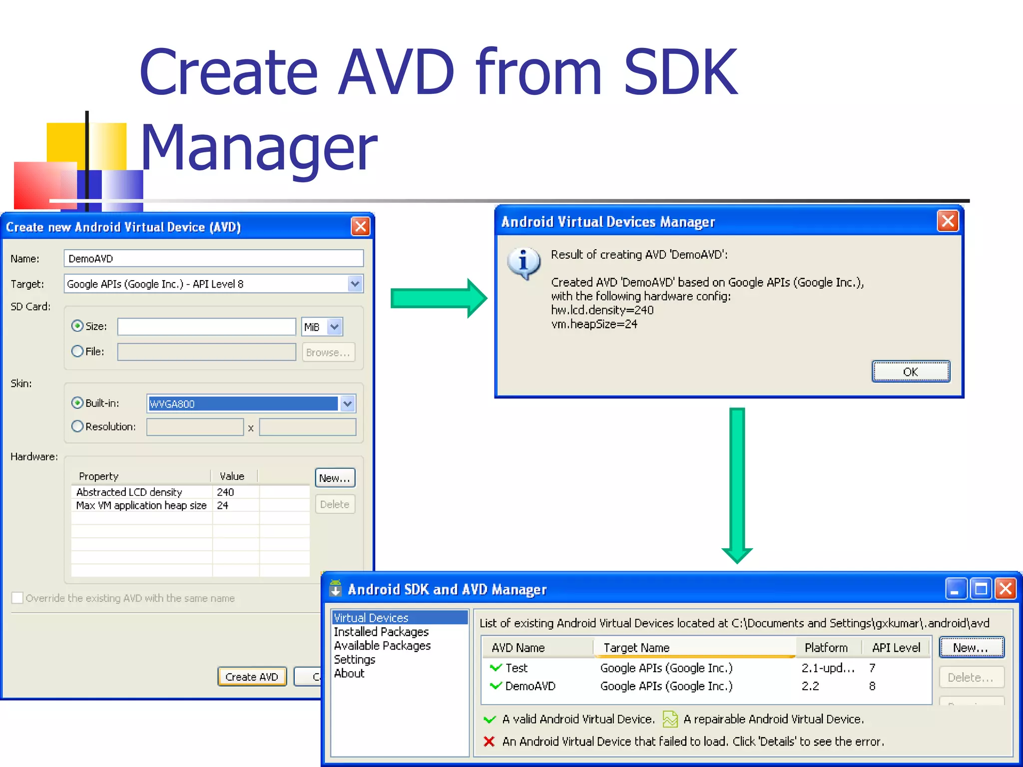 Create AVD from SDK Manager 