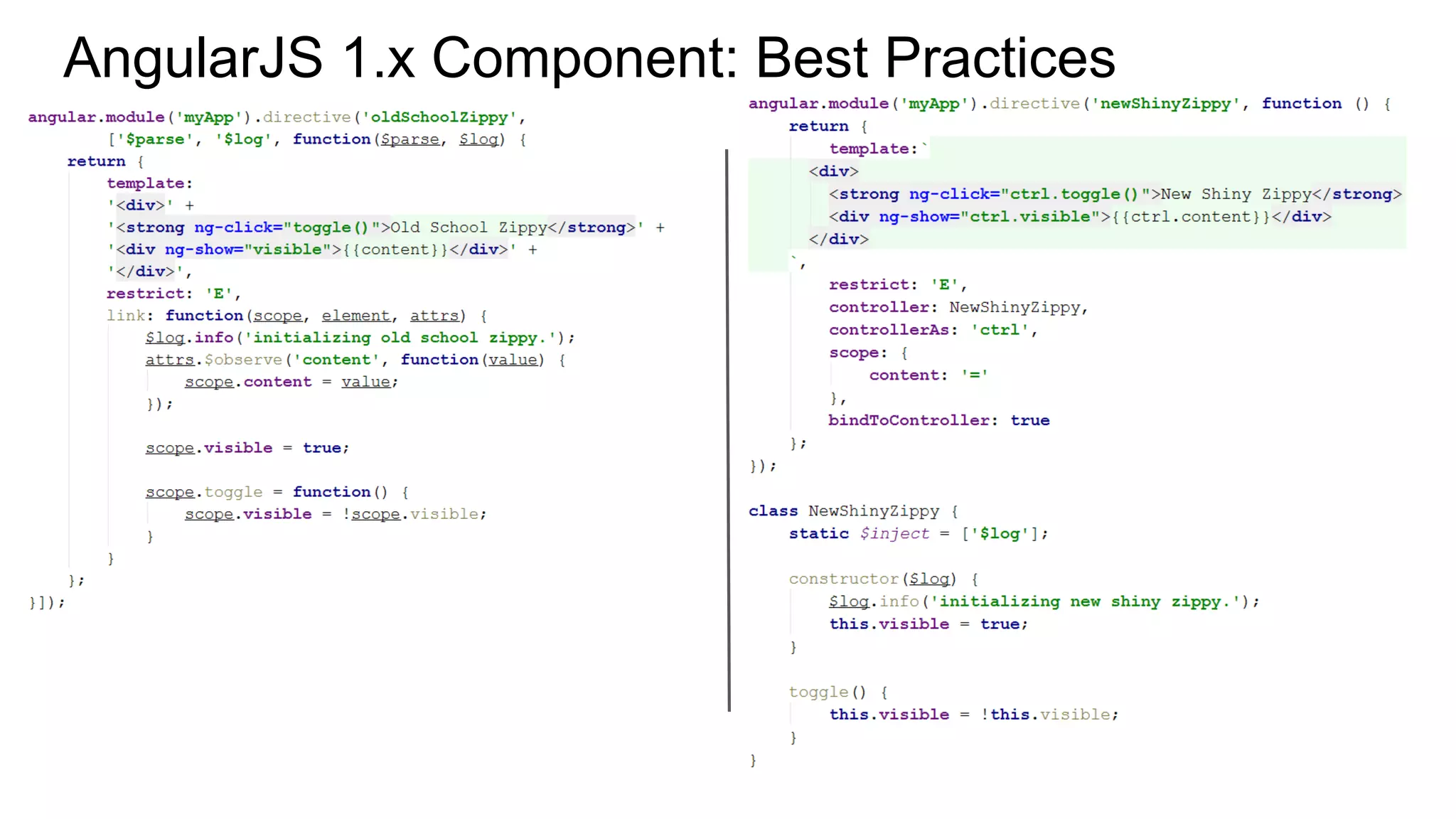 AngularJS 1.x Component: Best Practices 