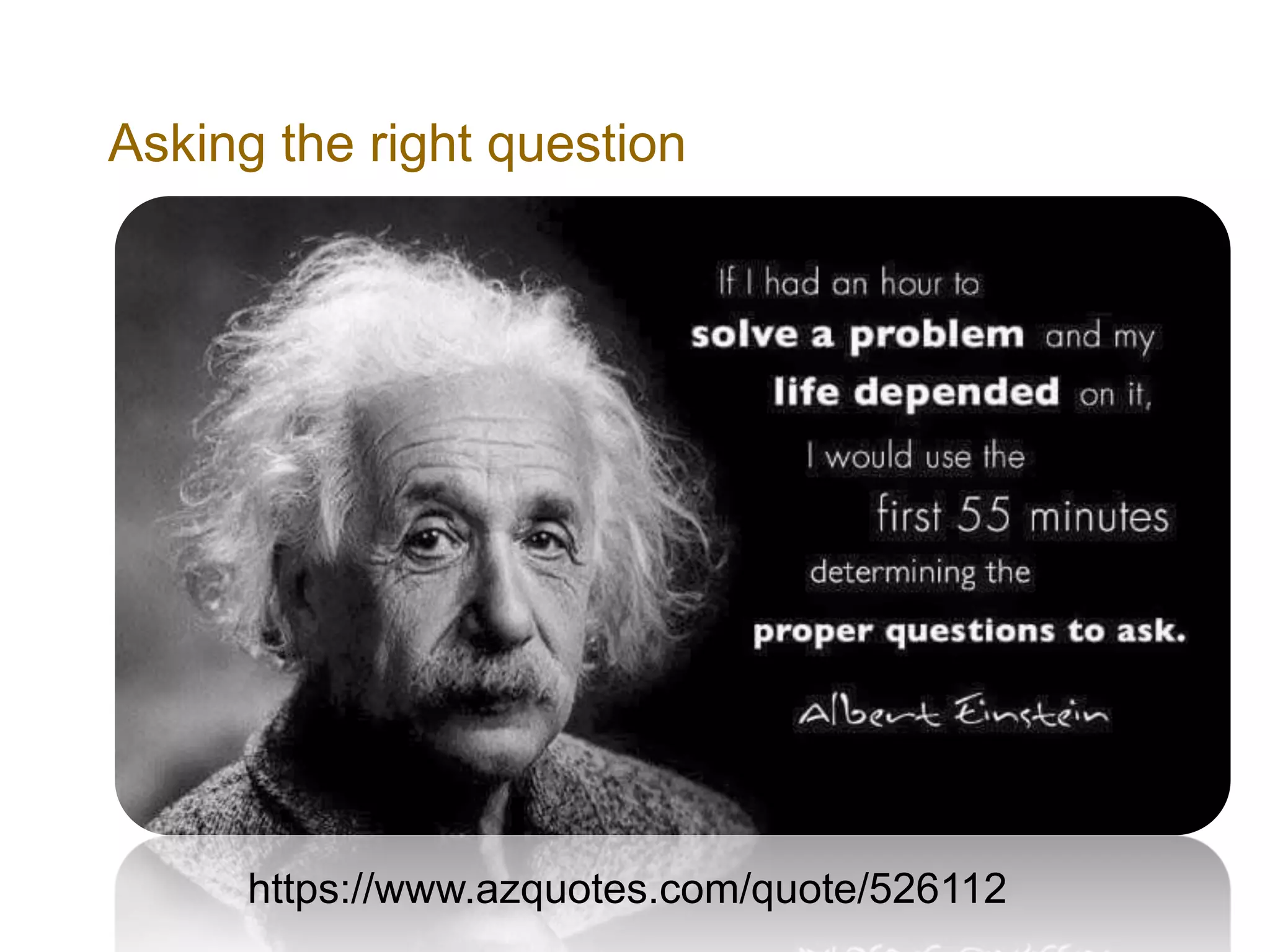 Asking the right question
https://www.azquotes.com/quote/526112
 