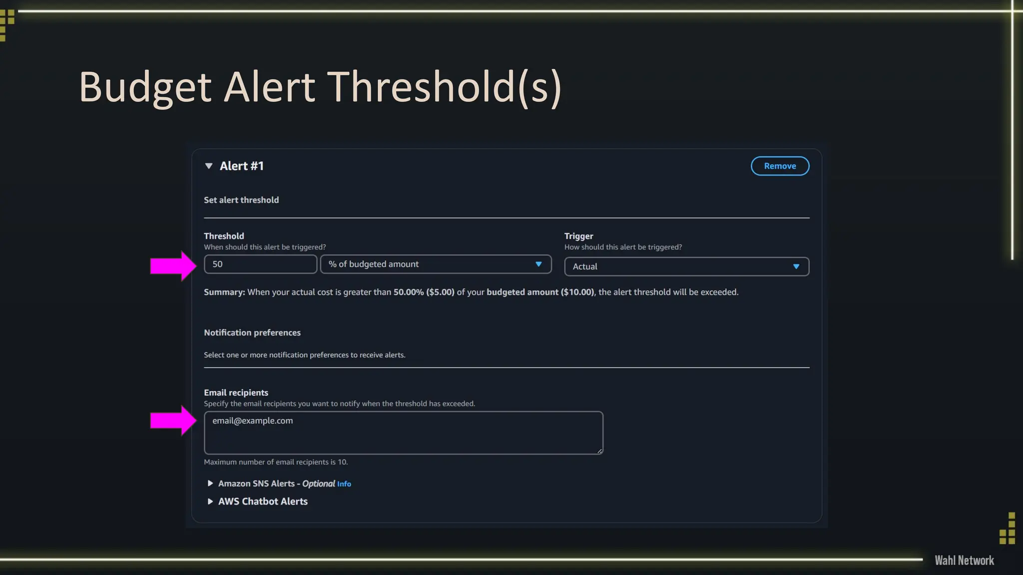 Budget Alert Threshold(s)
 