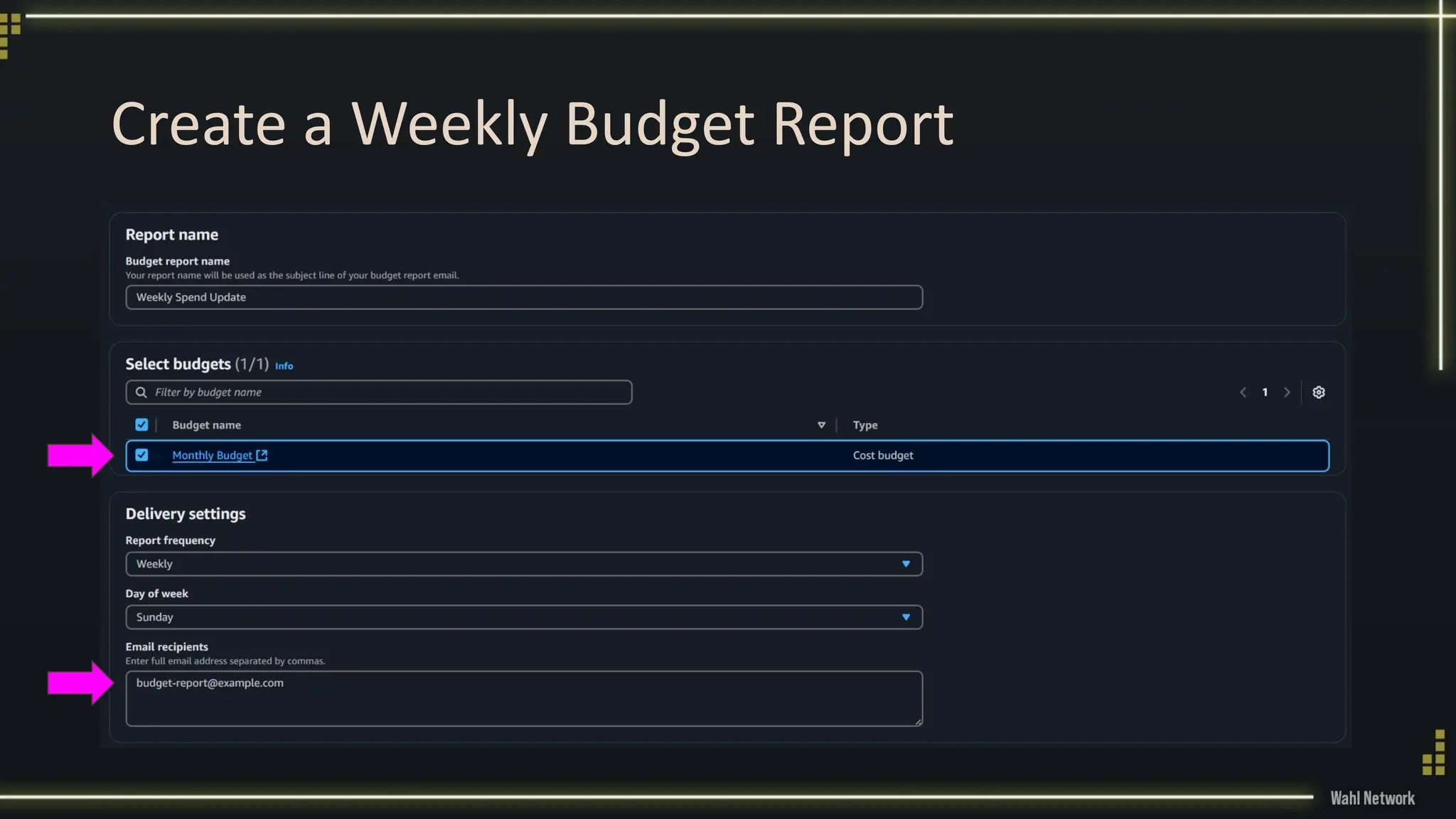 Create a Weekly Budget Report
 