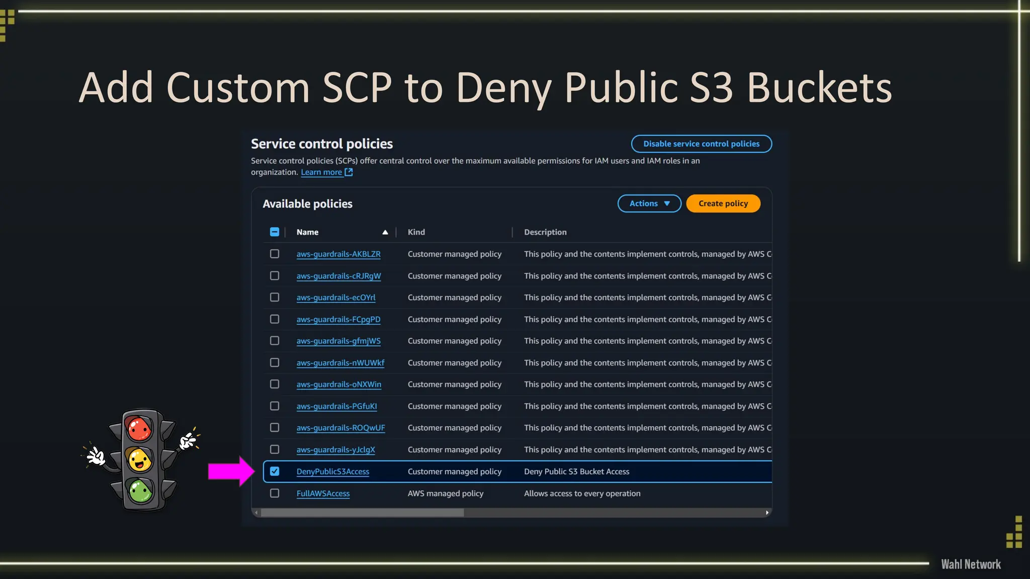 Add Custom SCP to Deny Public S3 Buckets
 