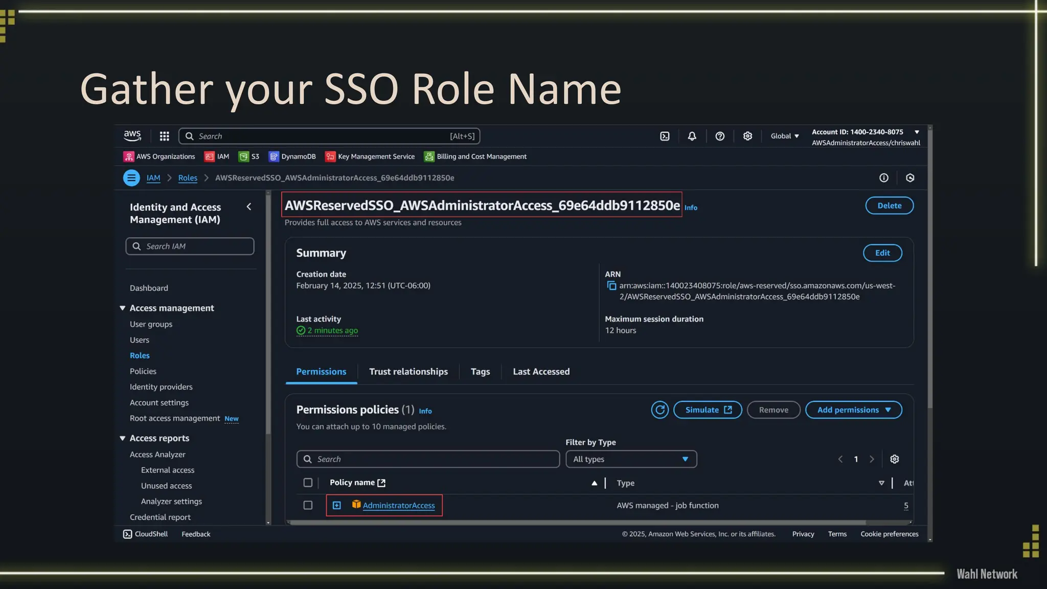 Gather your SSO Role Name
 