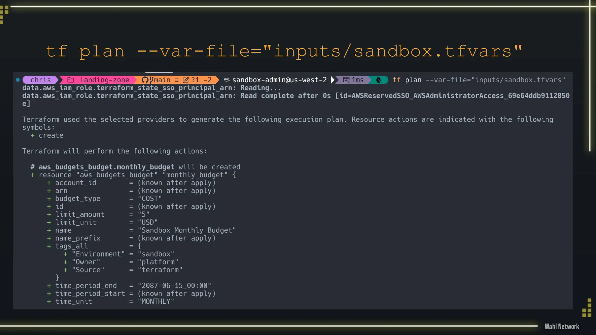 tf plan --var-file="inputs/sandbox.tfvars"
 
