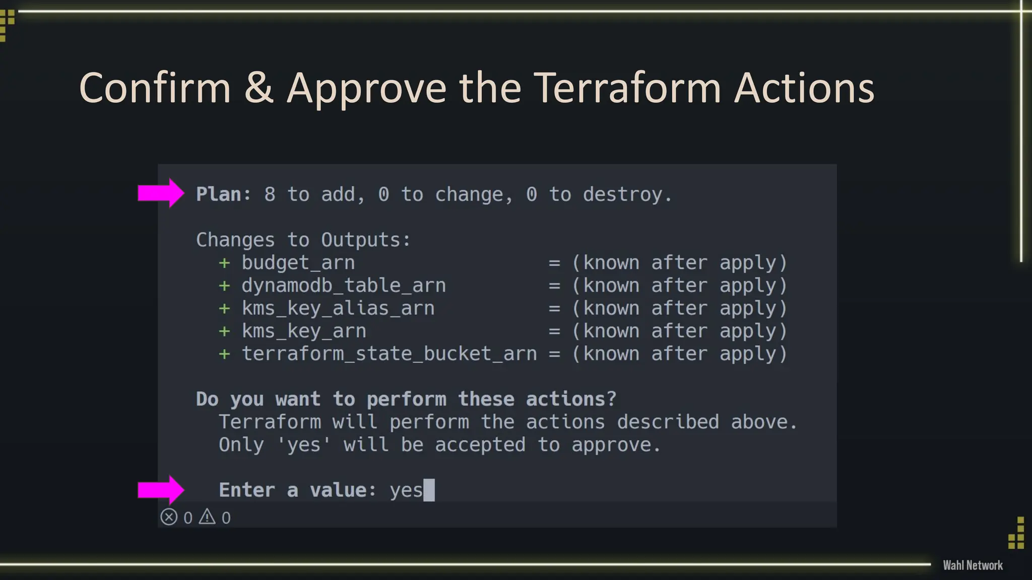 Confirm & Approve the Terraform Actions
 