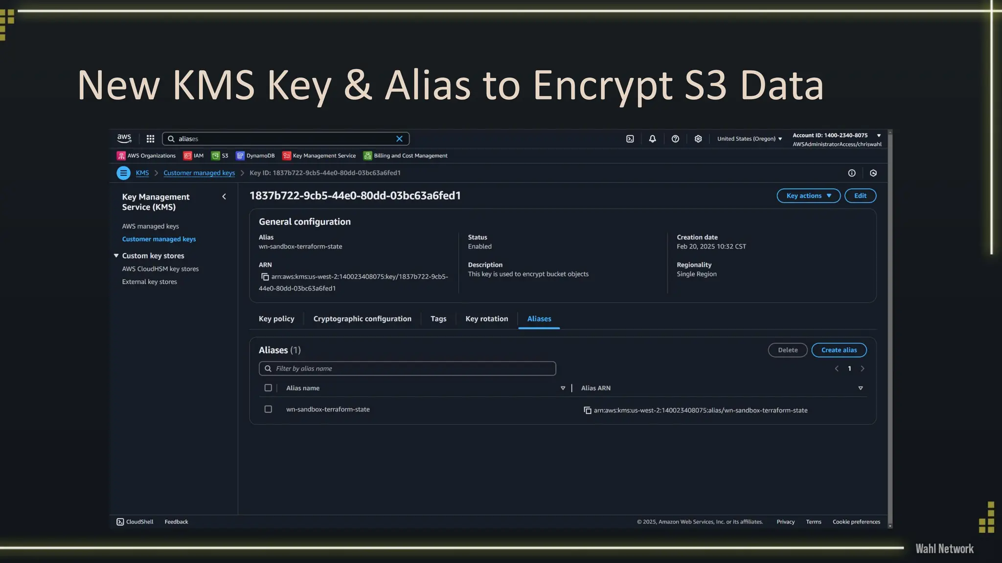 New KMS Key & Alias to Encrypt S3 Data
 