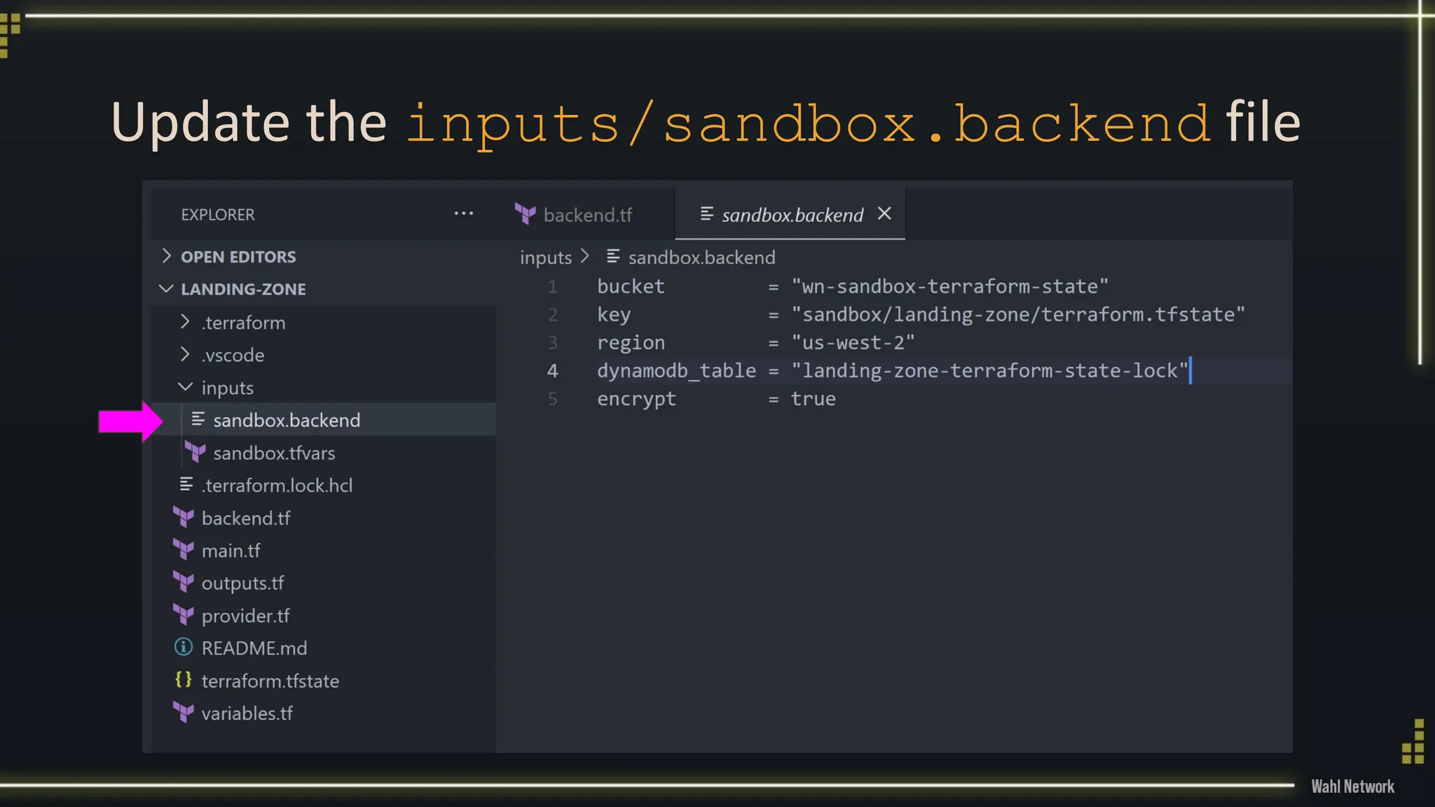 Update the inputs/sandbox.backend file
 