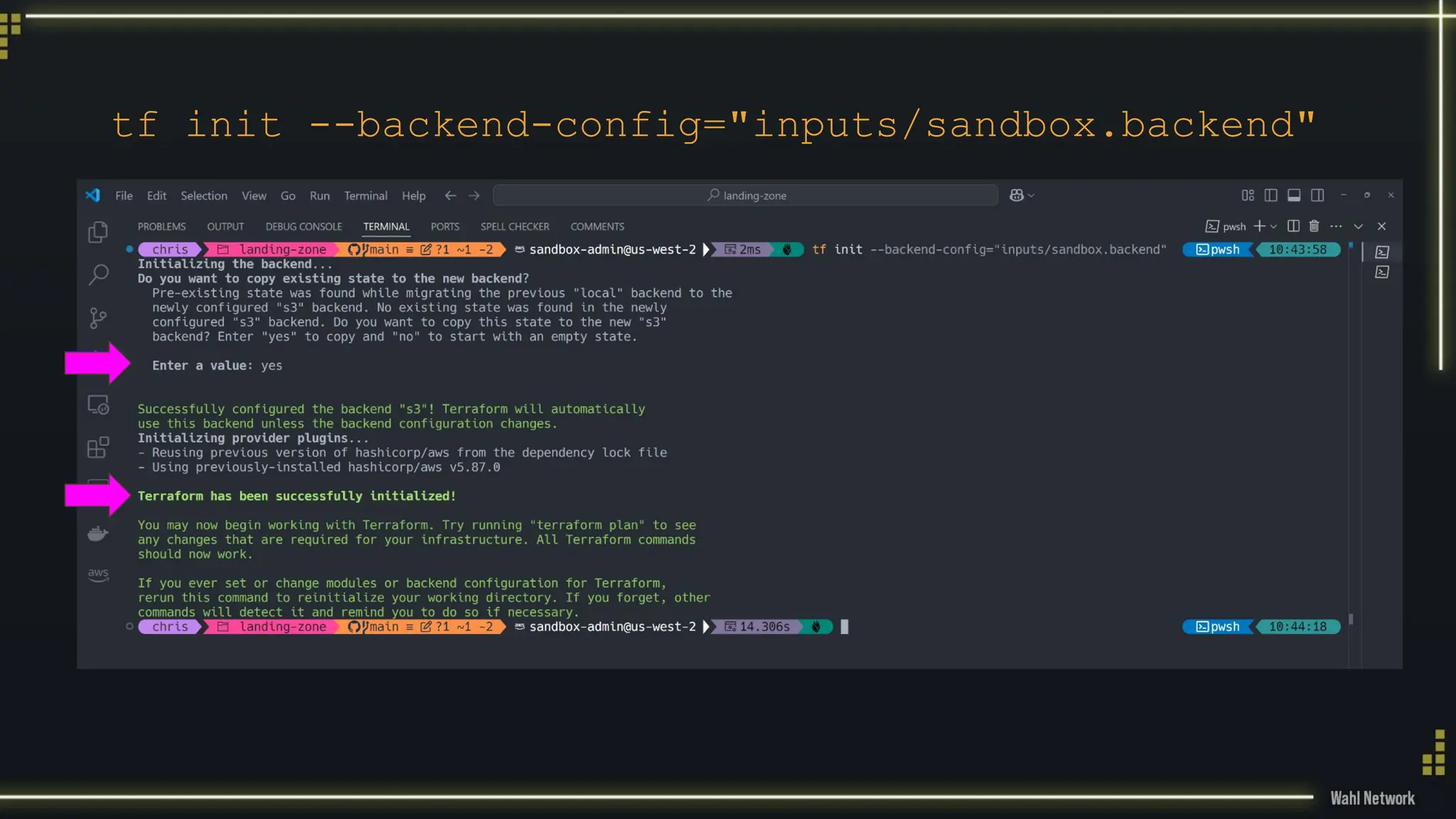 tf init --backend-config="inputs/sandbox.backend"
 