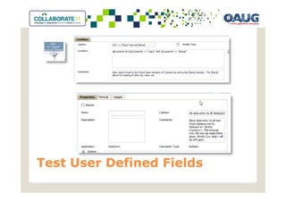 Test User Defined Fields
 
