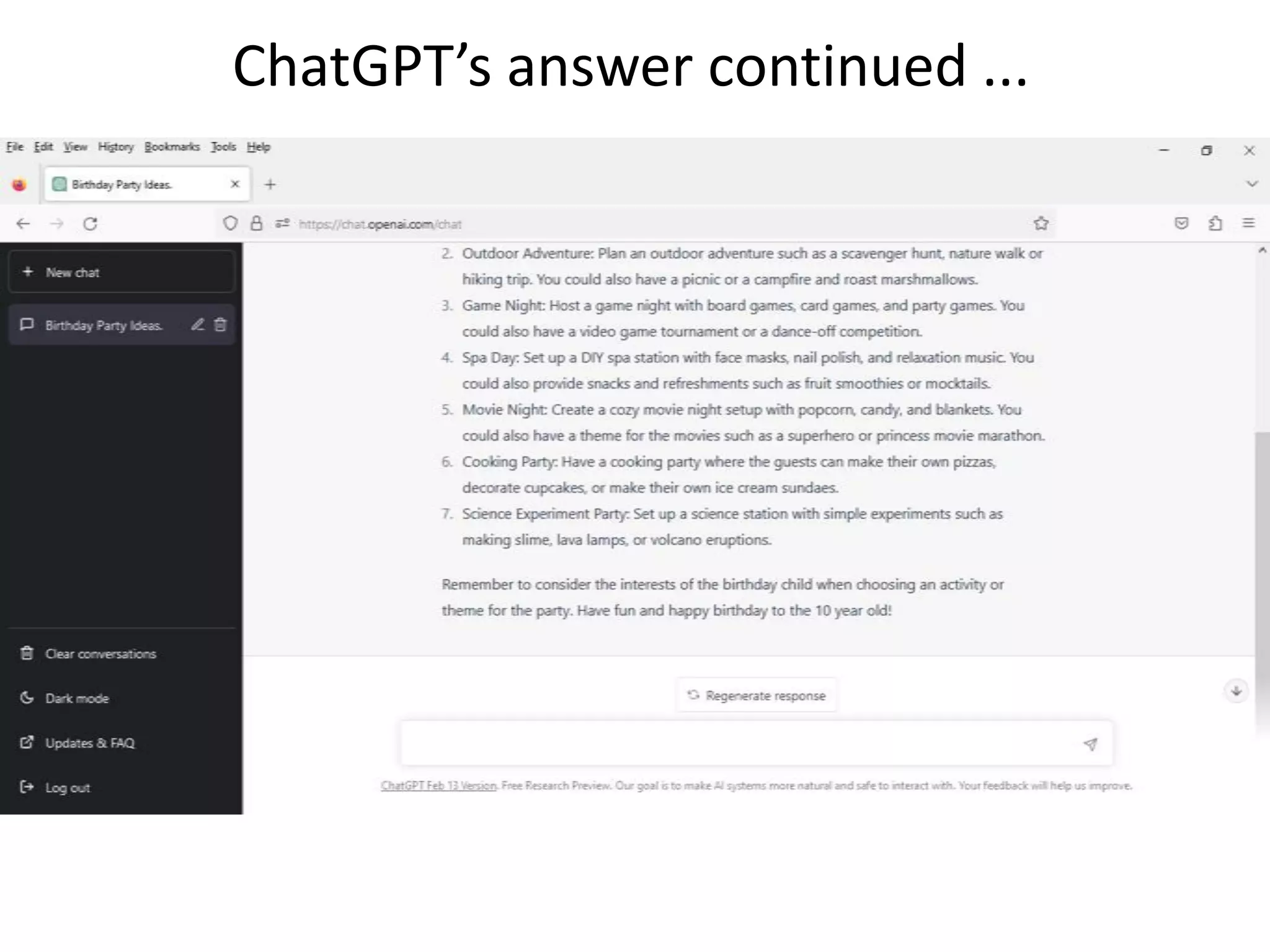 ChatGPT’s answer continued ...
 