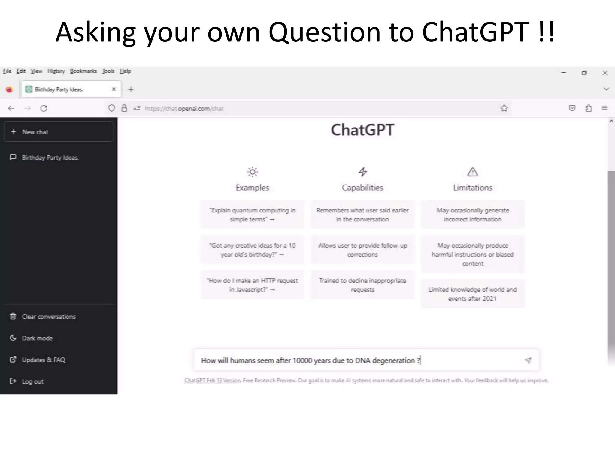 Asking your own Question to ChatGPT !!
 