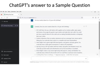 ChatGPT’s answer to a Sample Question
 