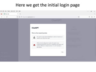 Here we get the initial login page
 