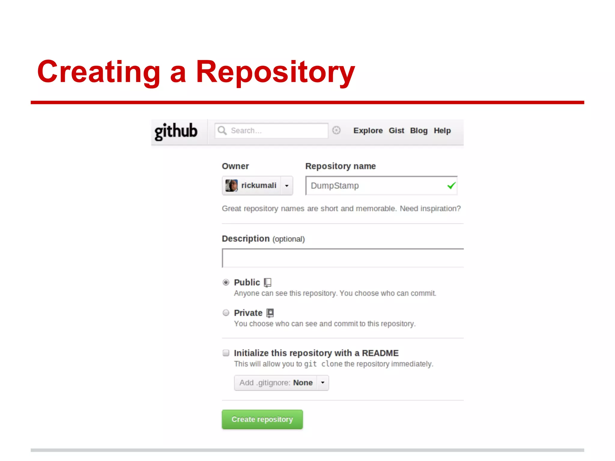 Creating a Repository
 