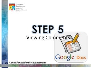 Viewing Comments
 