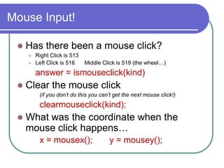 Mouse Click Inputs Getting started with_graphics | PDF