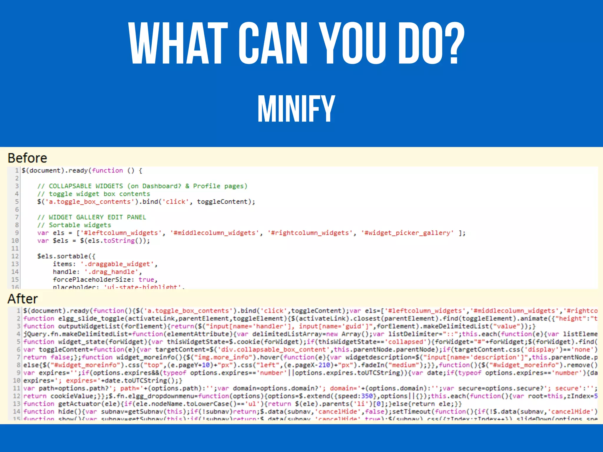 WHAT CAN YOU DO? 
MINIFY 
 