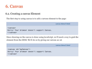 6. Canvas
6.2. Creating a canvas Element
 