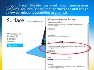 If you have already assigned your permissions
(On/Off), You can “clear” that permissions and assign
a new permissions according to your wish.
 