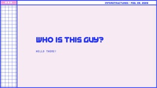 HELLO THERE! 👋
Who IS this guy?
Infrastructured • feb. 09, 2023
 