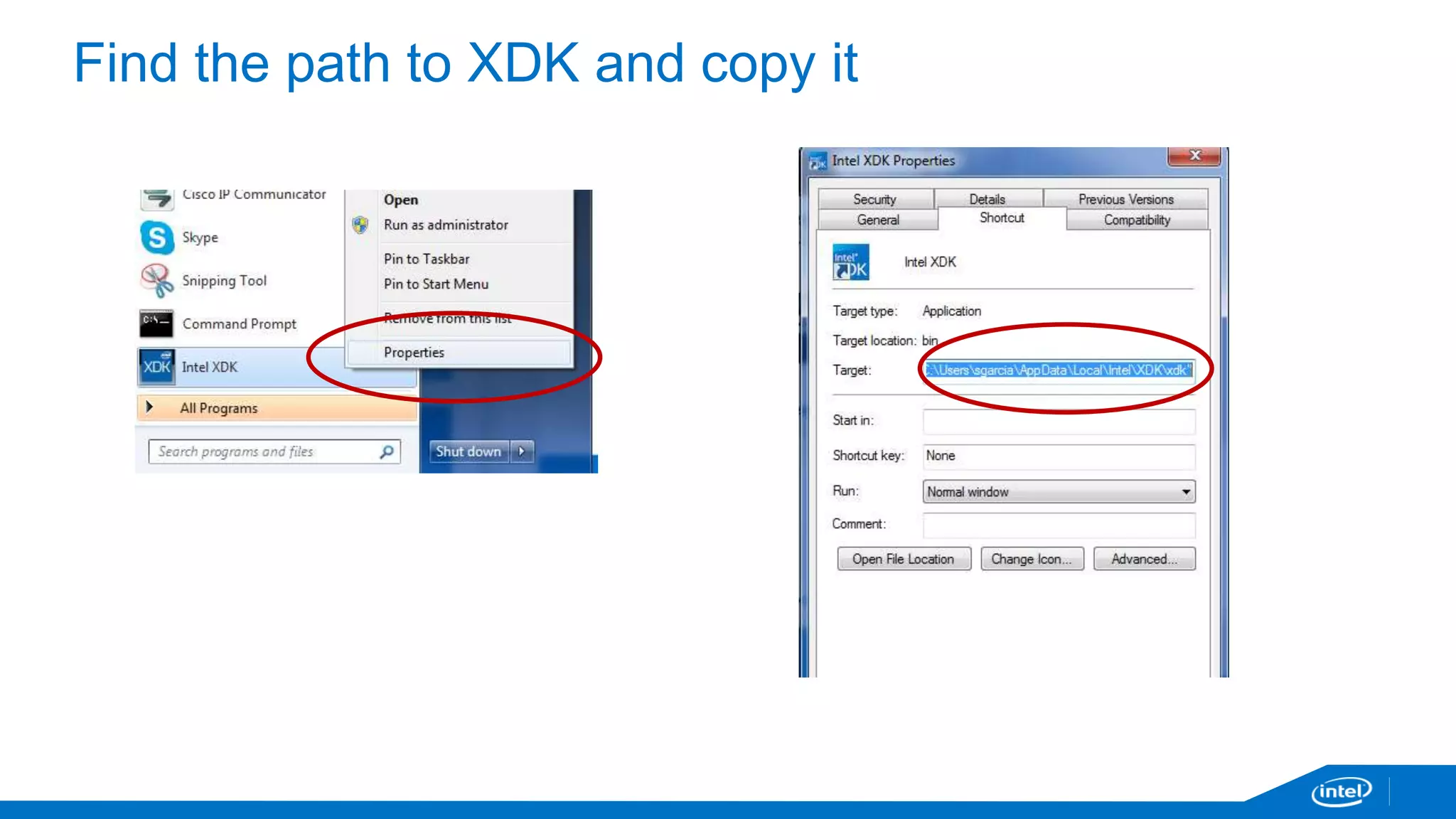 Running a sample - Click back on C/C++ 
Ref.: https://software.intel.com/en-us/node/519969 
 