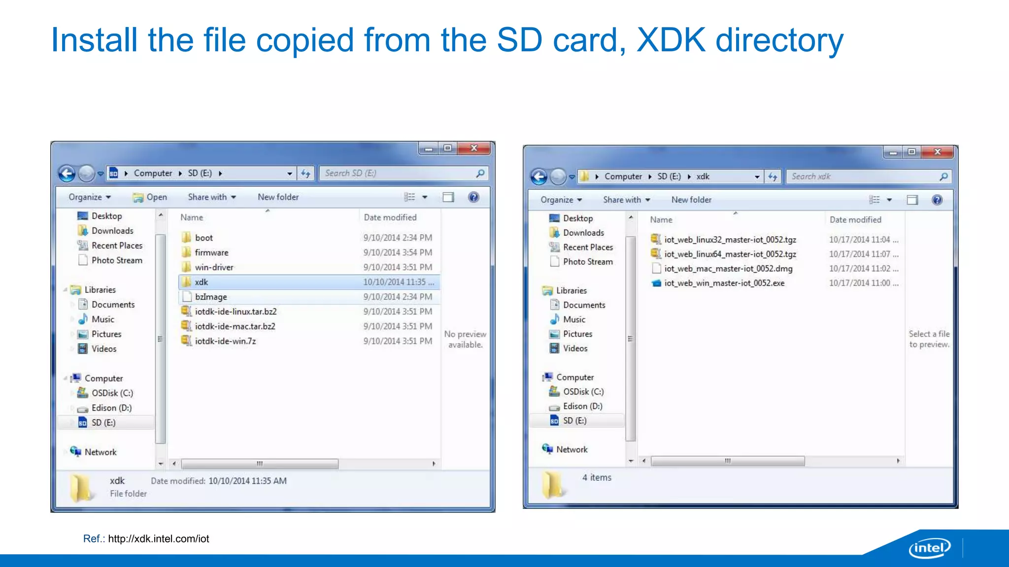 Install the file copied from the SD card, XDK directory 
Ref.: http://xdk.intel.com/iot 
 