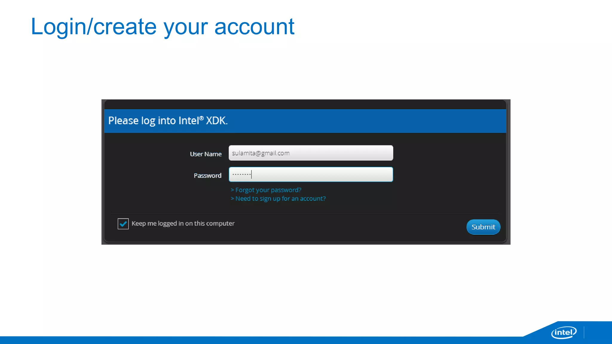 Login/create your account 
 