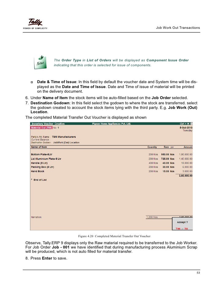 getting started with job work in tally erp 9 tally corporate servic job work order book