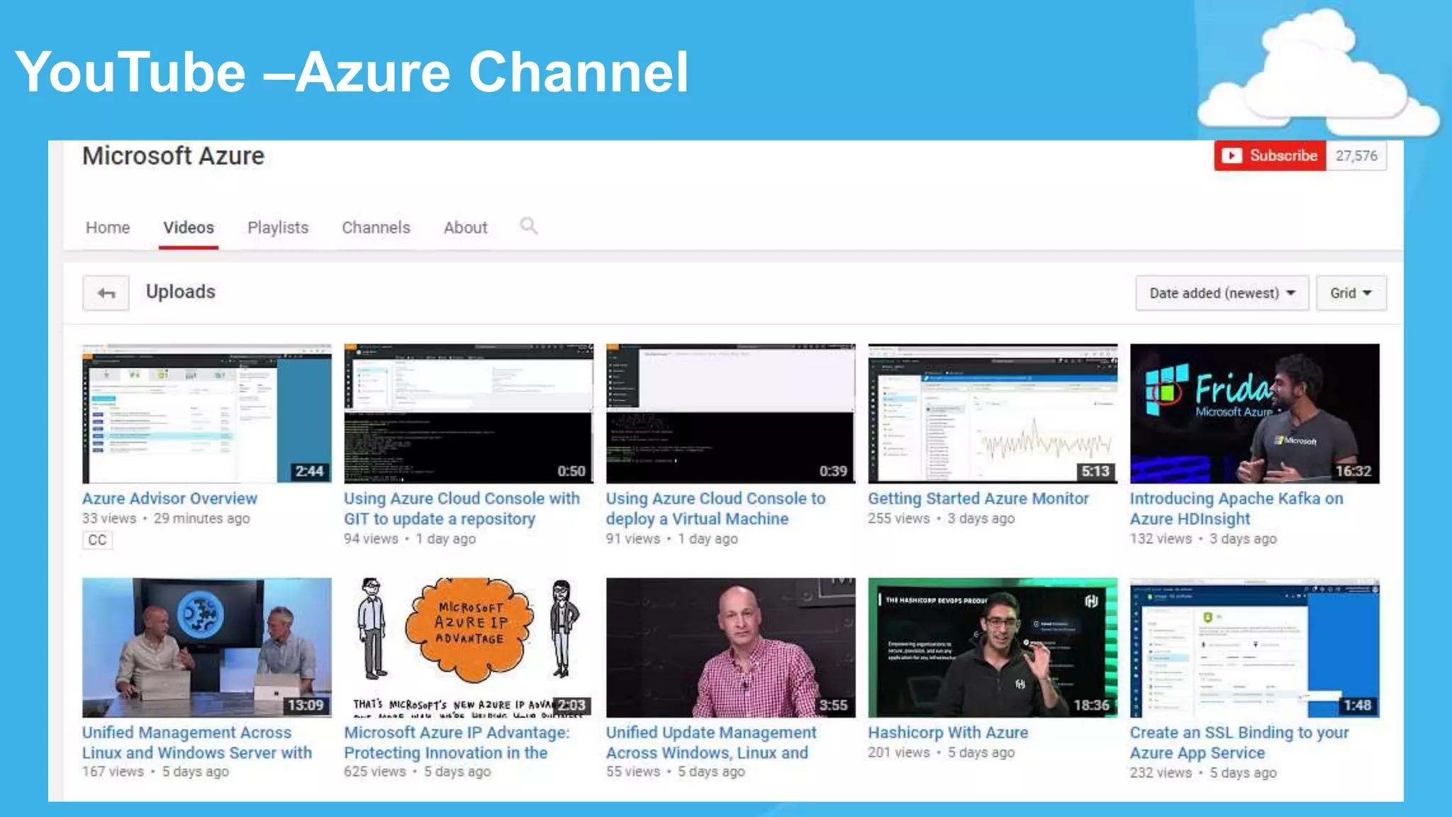 YouTube –Azure Channel
 