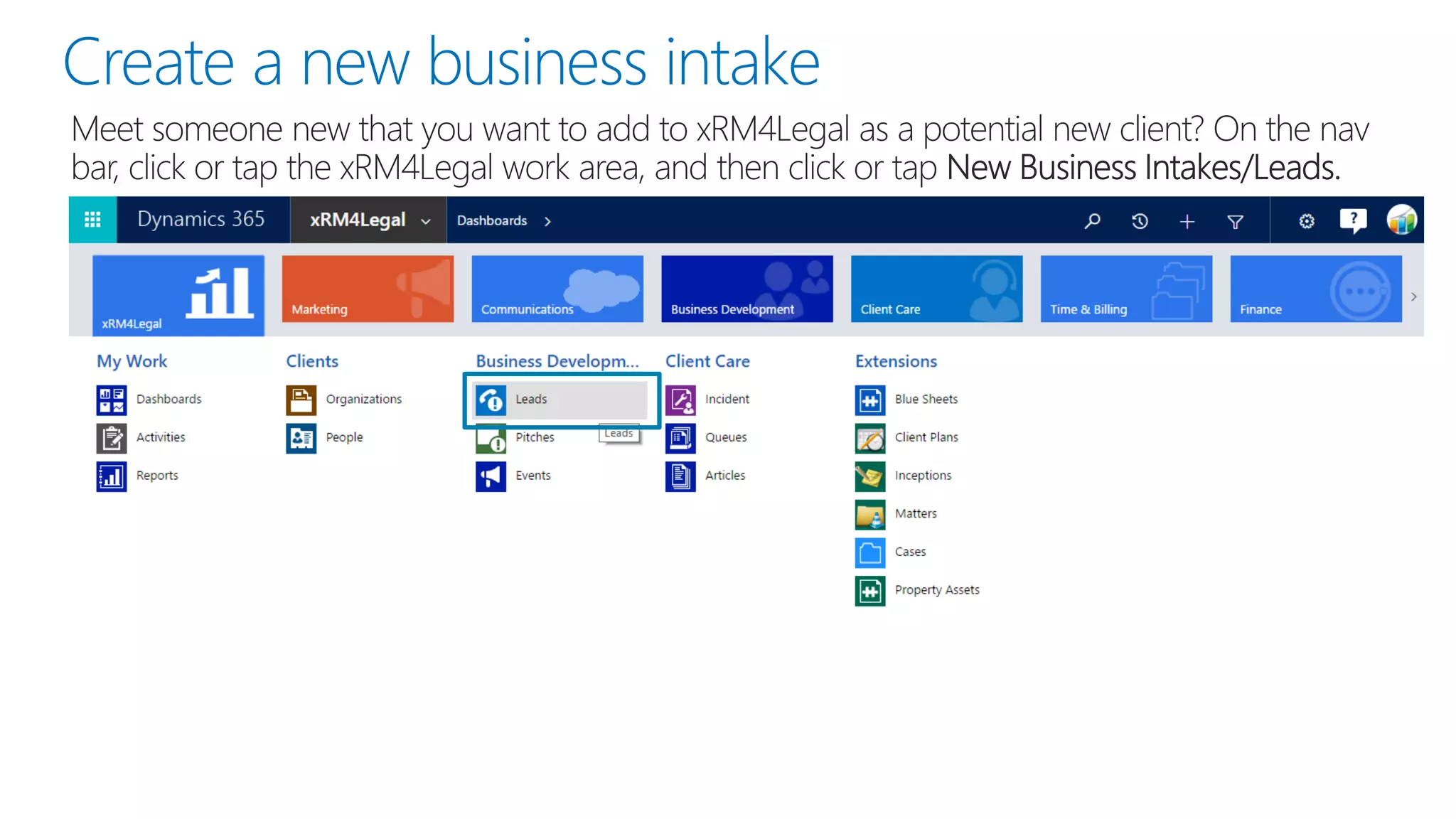 Create a new business intake
 
