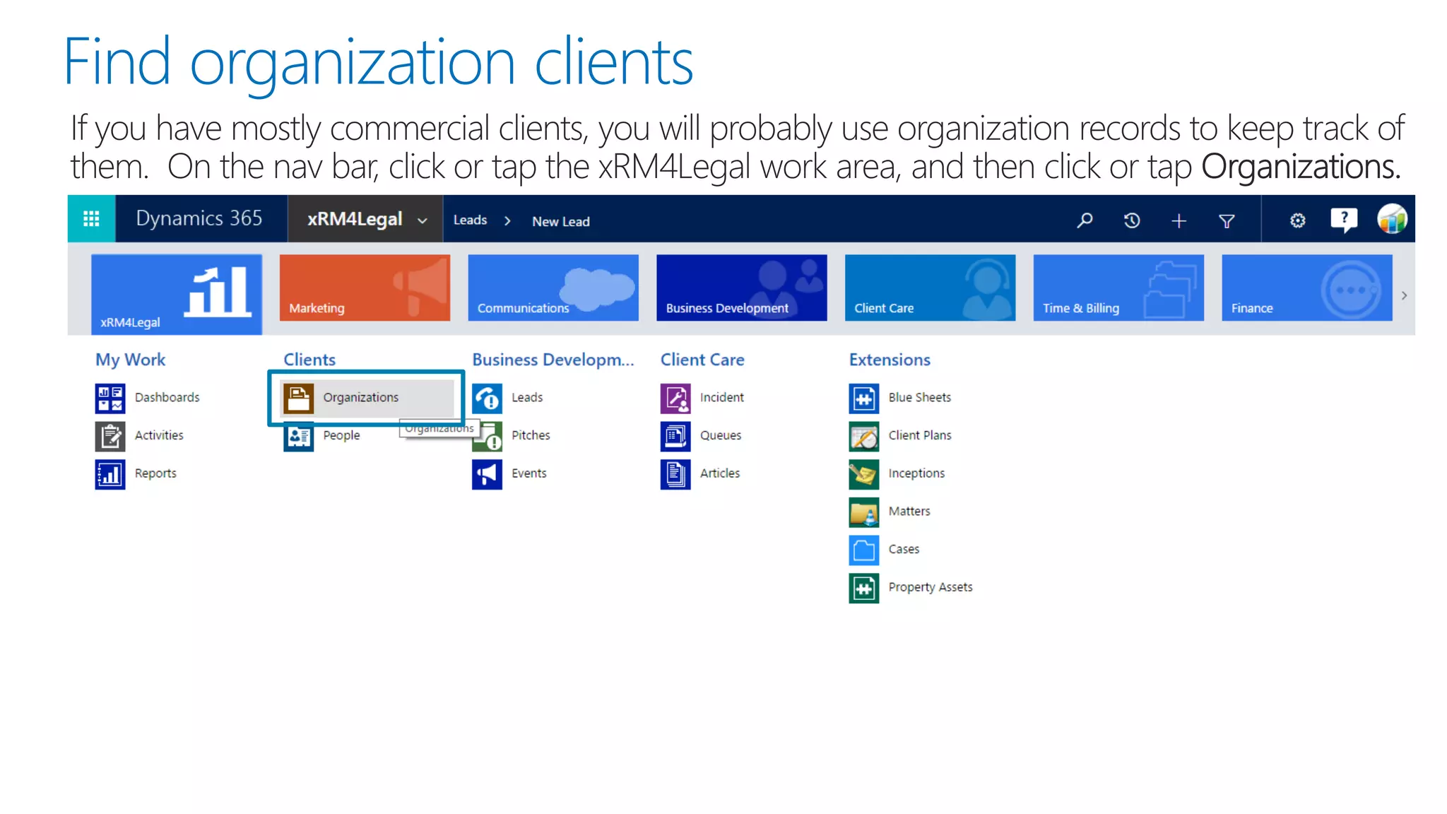 Find organization clients
 