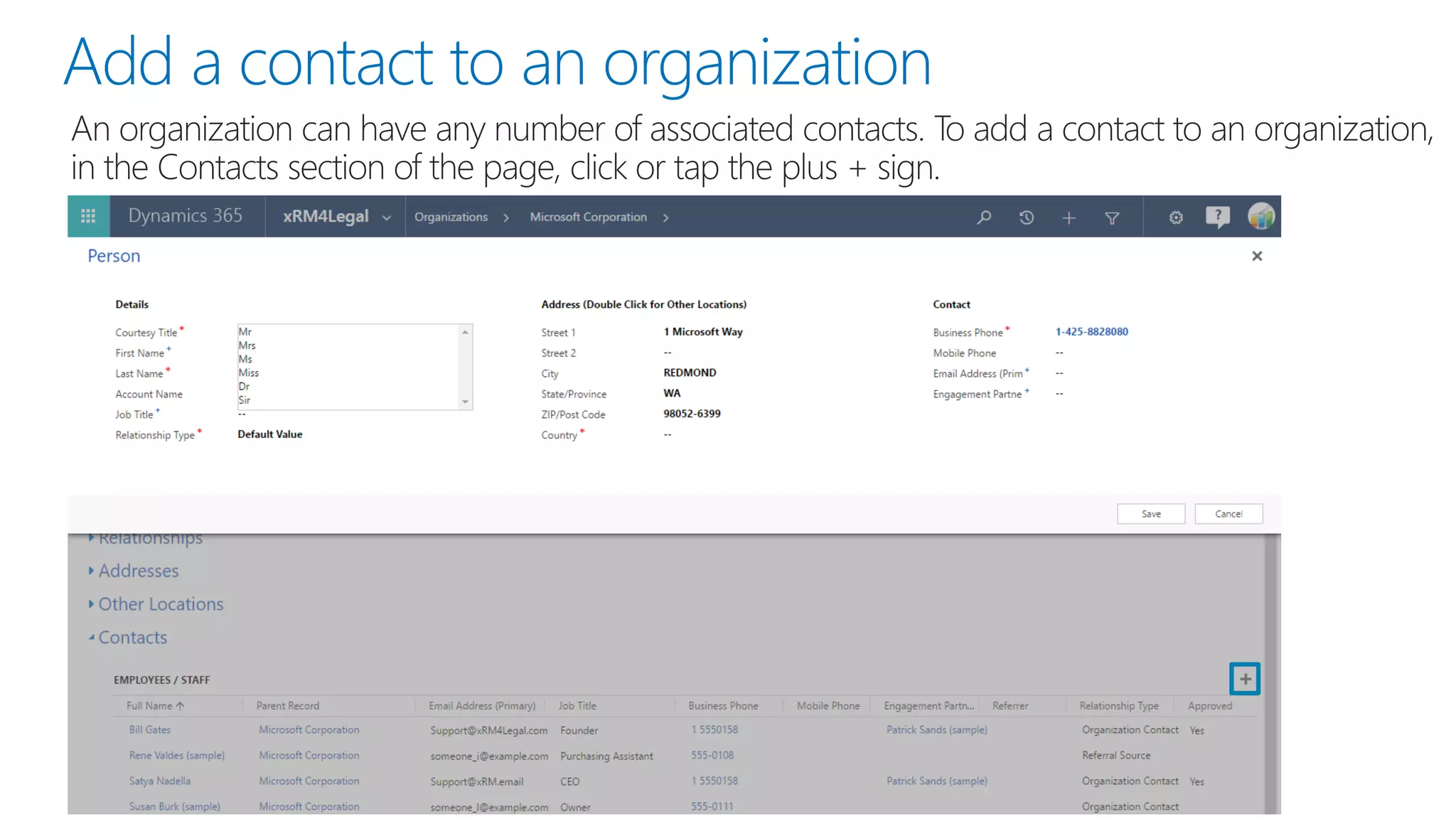 Add a contact to an organization
 