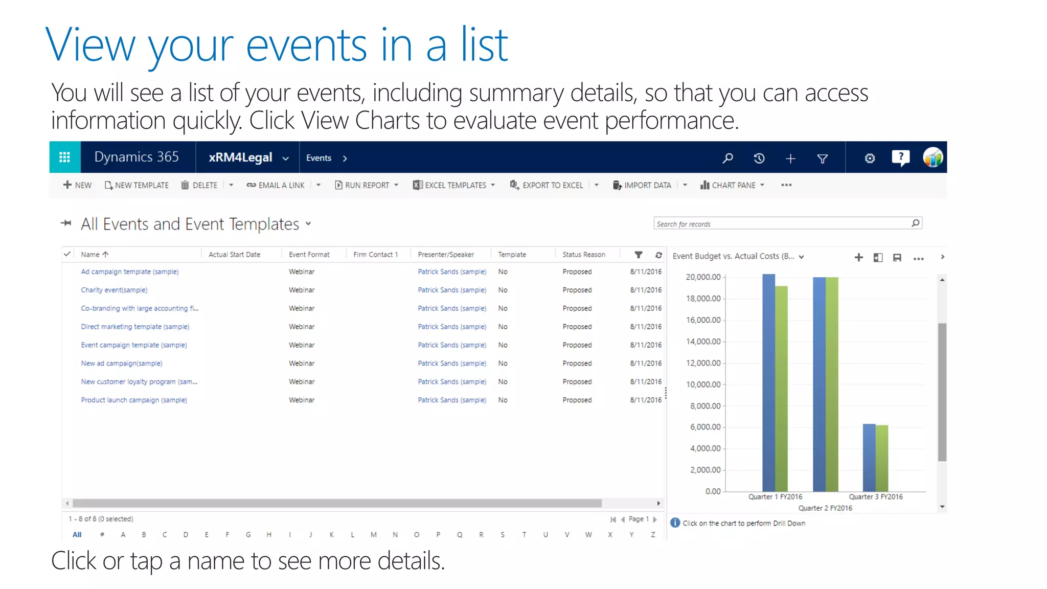 View your events in a list
 