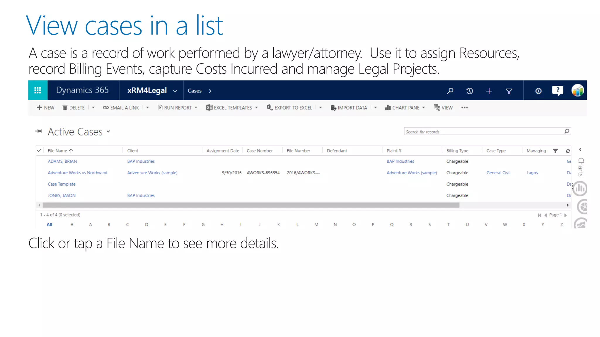 View cases in a list
 