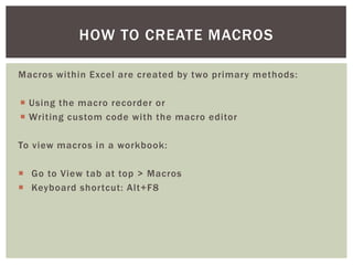 Getting started with Microsoft Excel Macros | PDF | Programming ...
