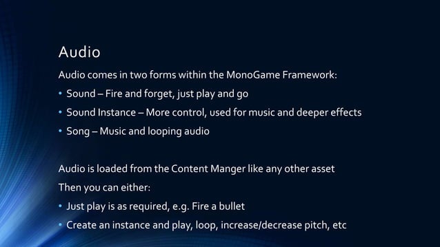 Getting started with MonoGame using 2D | PPTX