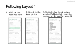 @_ParthAcharya

Following Layout 1
1. Click on the
required field

2. Drag it to the
Row section

3. Similarly, drag the other two
required fields to their respective
sections (as decided for Layout 1)

 