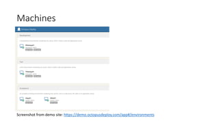 Machines
Screenshot from demo site: https://demo.octopusdeploy.com/app#/environments
 