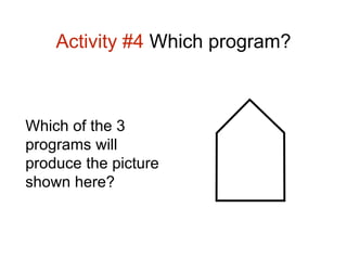 Activity #4 Which program? 
Which of the 3 
programs will 
produce the picture 
shown here? 
 