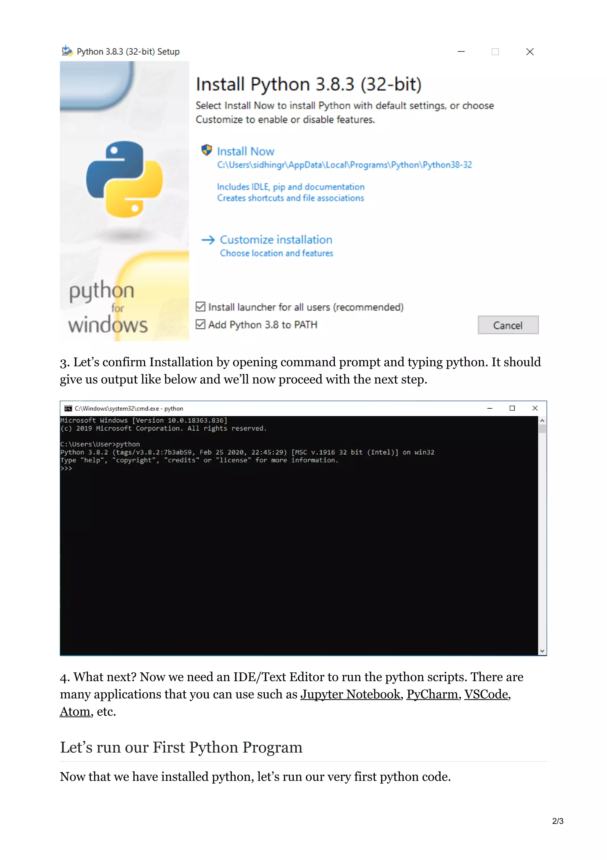 Getting started with python | PDF