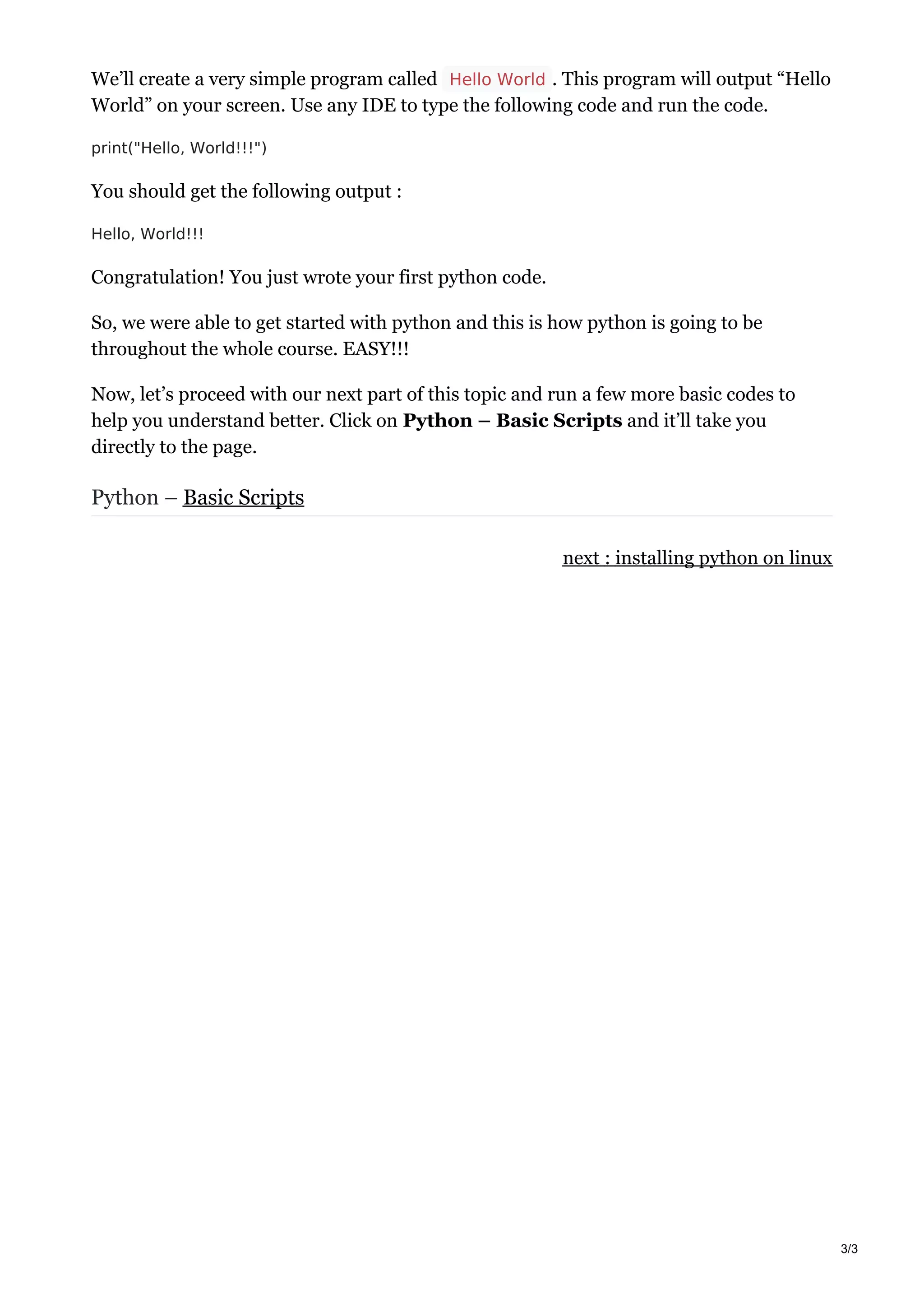 Getting started with python | PDF