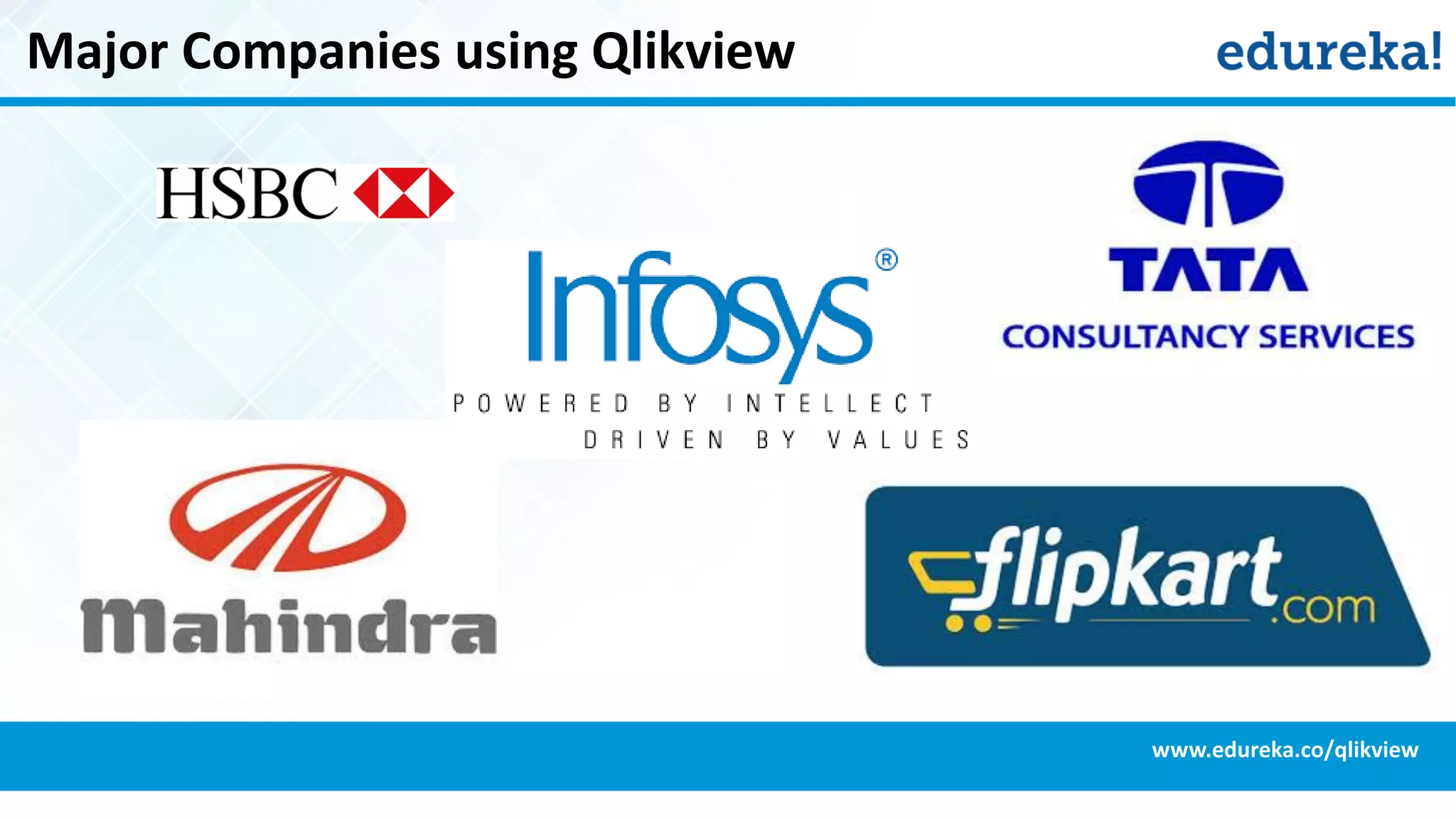 Major Companies using Qlikview
www.edureka.co/qlikview
 