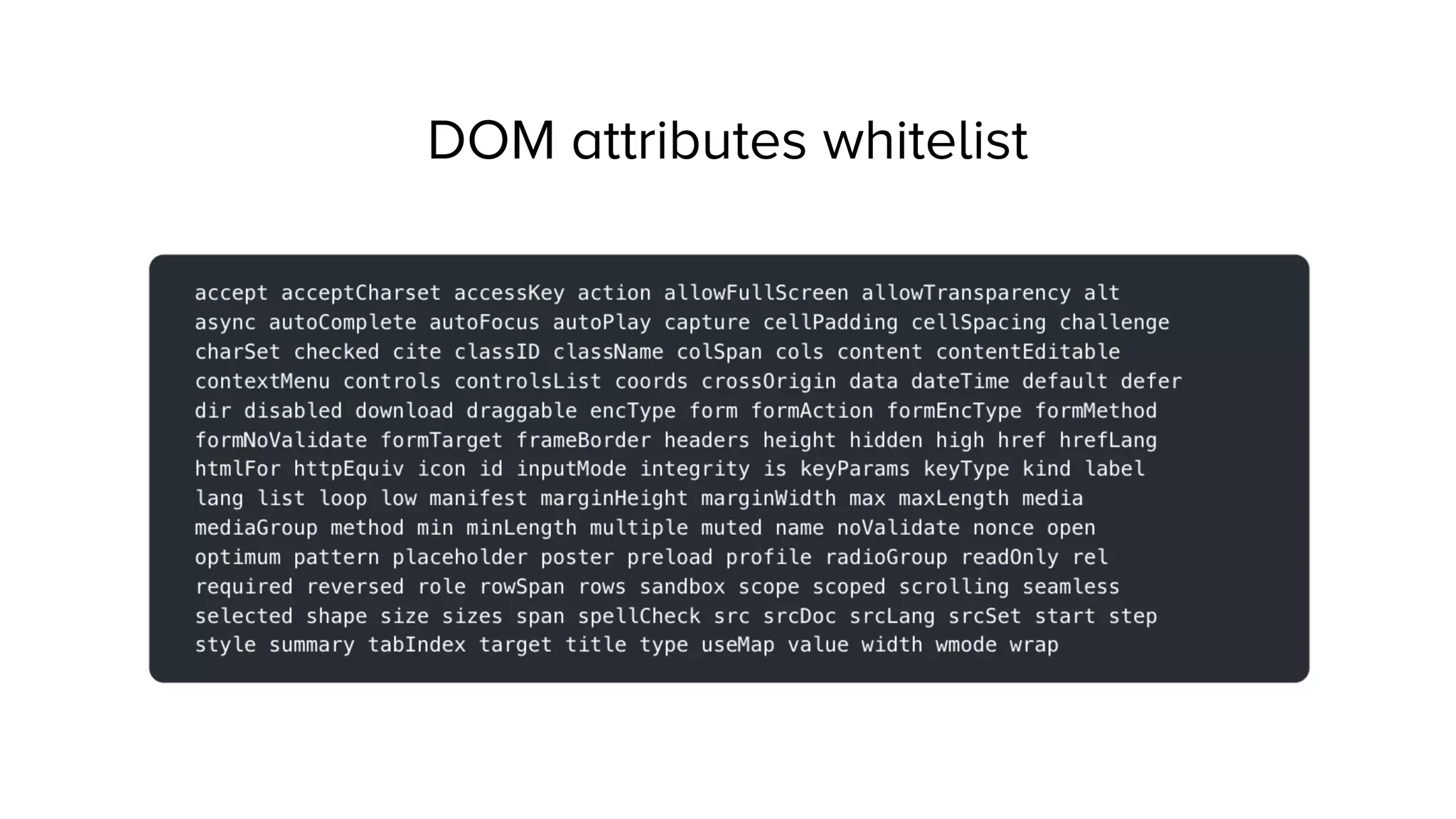 DOM attributes whitelist
 
