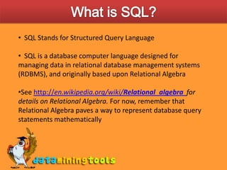  The First edition of SQL Server (Version.No:1.0) was released in 1989. SQL Server 08 echoes Microsoft’s 19-year long work on the database industryEditions of SQL ServerThe SQL Server is available in many editions, with unique feature sets – targeting different user bases. They are as follows: