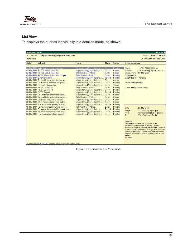 Getting started with support centre Services Tally