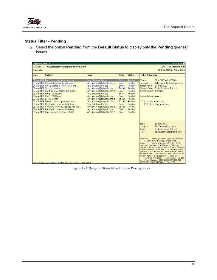 Getting started with support centre Services Tally